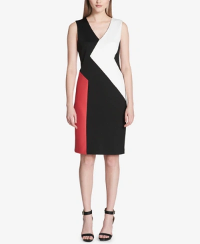 Shop Calvin Klein V-neck Colorblocked Sheath Dress