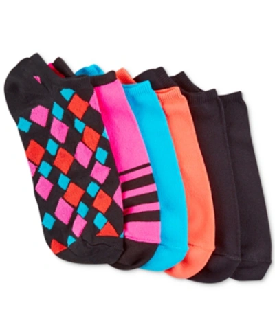 Shop Hue Women's Microfiber Liner Socks 6 Pack In Black Geo