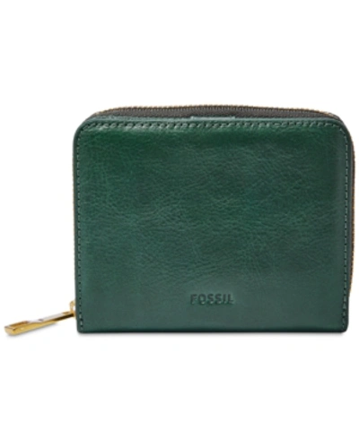 Shop Fossil Emma Rfid Mini Wallet In Alpine Green