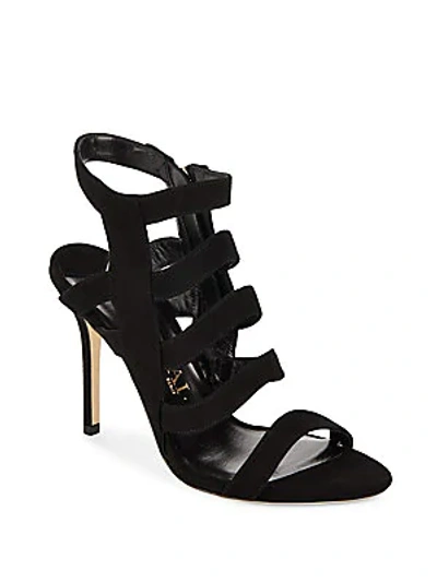 Shop Aperlai Open Toe Leather Sandals In Silver/gold