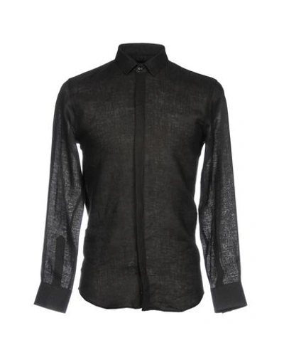 Shop Emporio Armani Linen Shirt In Black