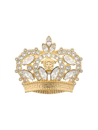 Shop Versace Crown Brooch