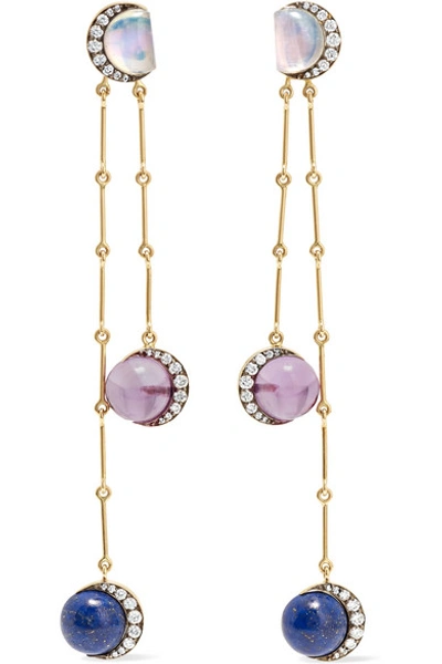 Shop Noor Fares Planet 18-karat Gold Multi-stone Earrings