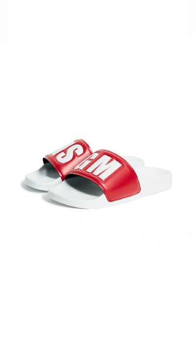 Shop Msgm Pool Slides In Red/white