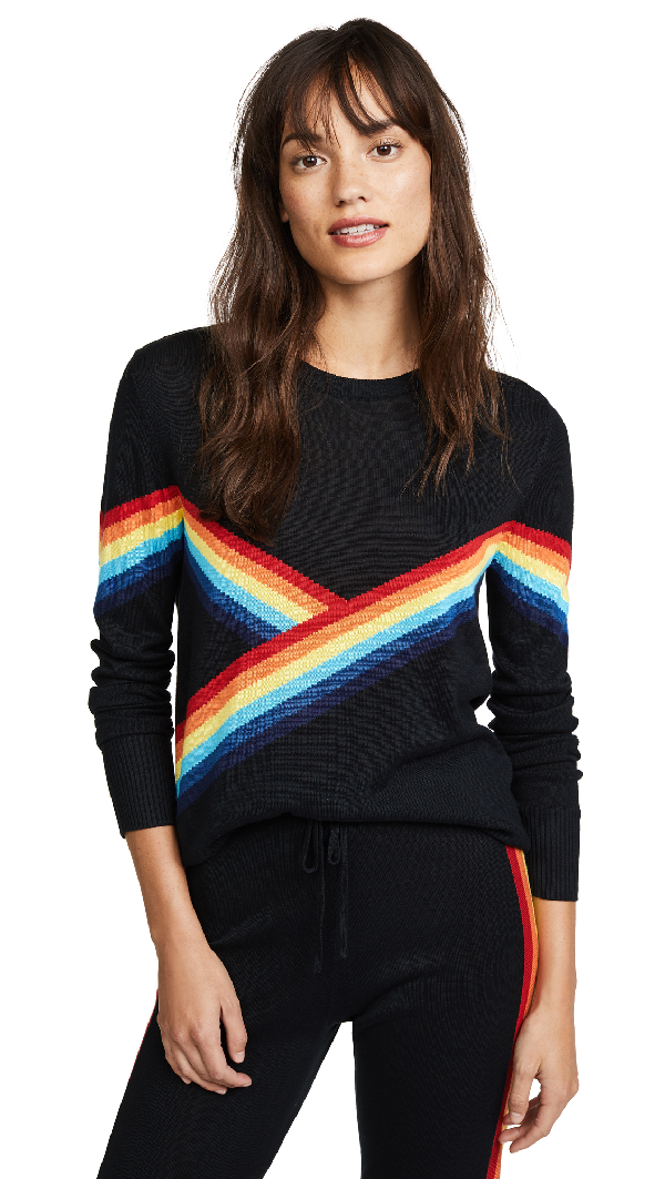 Spiritual Gangster X Madeleine Thompson Rainbow Bebe Top In Black Modesens