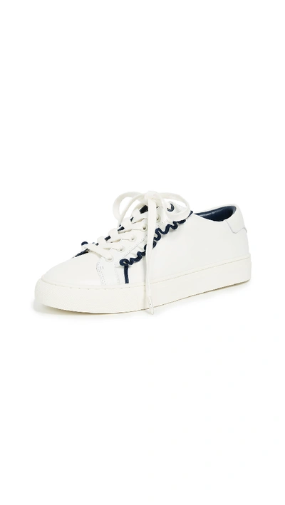 Shop Tory Sport Ruffle Sneakers In Snow White/navy Sea