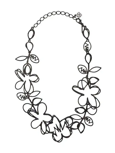 Shop Oscar De La Renta Botanical Scribble Necklace - Black