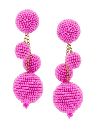 Shop Oscar De La Renta Triple Beaded Ball Earrings