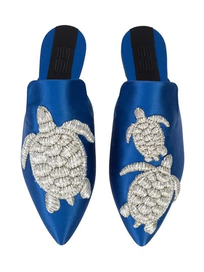 Shop Sanayi313 Embroidered Turtle Patch Slippers