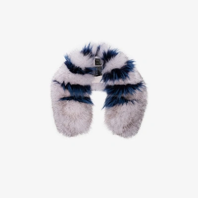 Shop Mr & Mrs Italy Striped Fur Collar In White