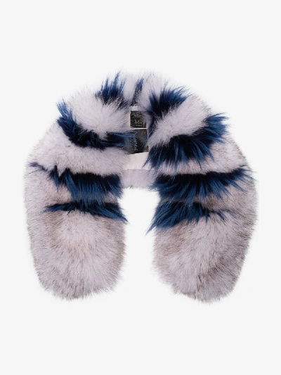 Shop Mr & Mrs Italy Striped Fur Collar In White