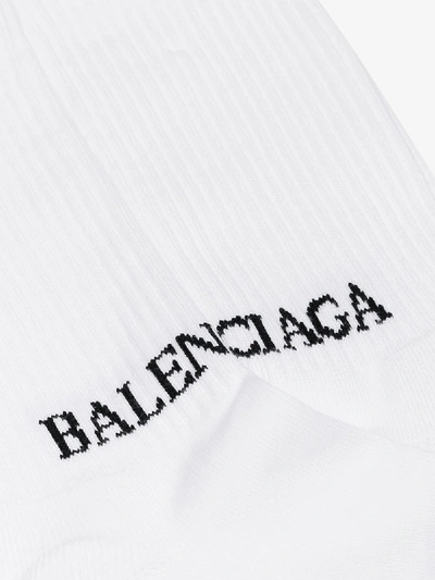 Shop Balenciaga Double Logo Socks In White