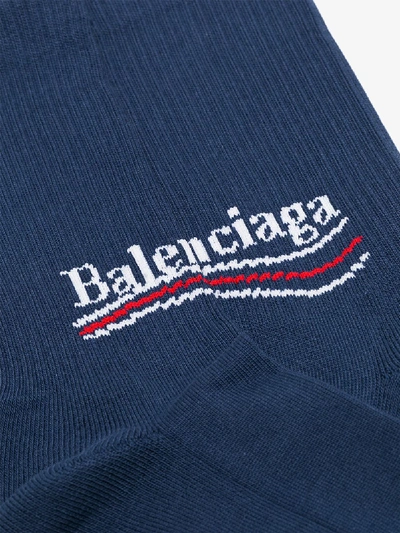 Shop Balenciaga Blue Political Logo Socks
