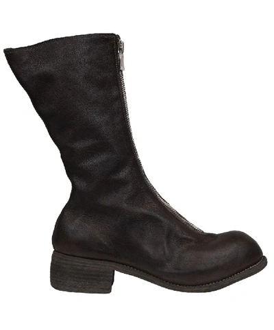 Shop Guidi Pl9 Front Zip Leather Boots In Nero