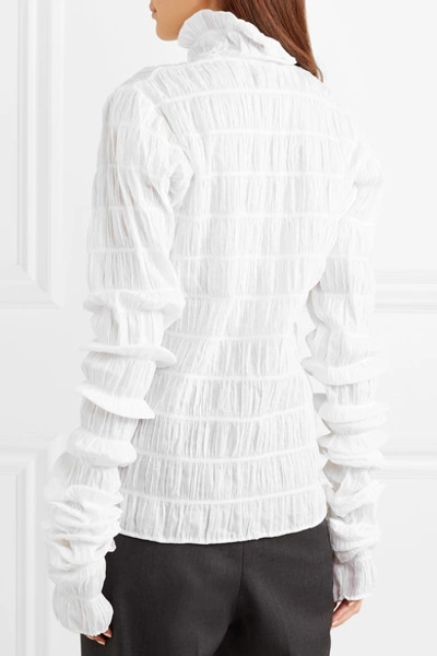 Shop Y/project Ruched Cotton-blend Turtleneck Top In White