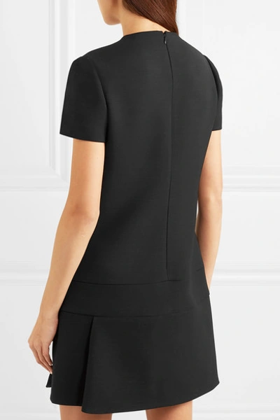 Shop Prada Rubber-appliquéd Wool-crepe Dress In Black