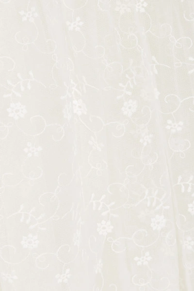 Shop Simone Rocha Asymmetric Embroidered Tulle Midi Dress In Ivory