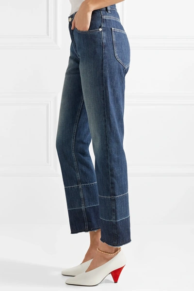 Shop Loewe Embroidered Mid-rise Wide-leg Jeans In Dark Denim