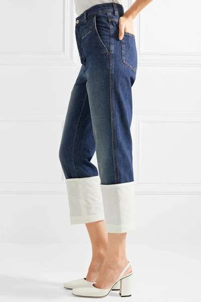 Shop Loewe Fisherman Gauze-trimmed High-rise Straight-leg Jeans