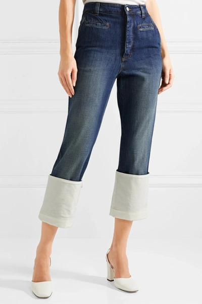 Shop Loewe Fisherman Gauze-trimmed High-rise Straight-leg Jeans