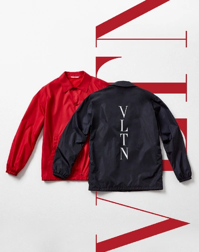 Valentino "coach Jacket With Vltn Print   " Man Red Polyester 100% 46 In Red