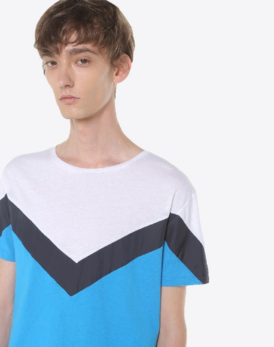 Shop Valentino T-shirt With Geometric Motif In Azure