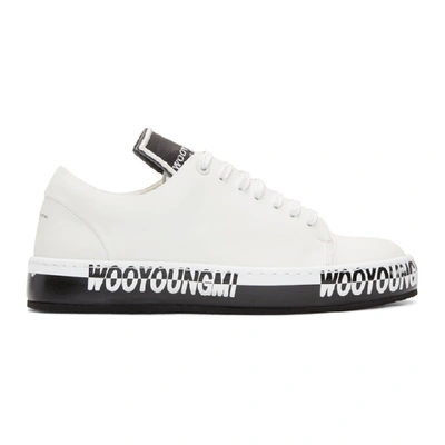 Shop Wooyoungmi Off-white Logo Sneakers In 611w White