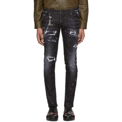 Dsquared2 16cm Skater Jean Cotton Denim Jeans In Black | ModeSens