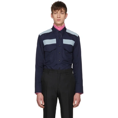 Shop Calvin Klein 205w39nyc Navy Workwear Pocket Shirt In 404 Marine