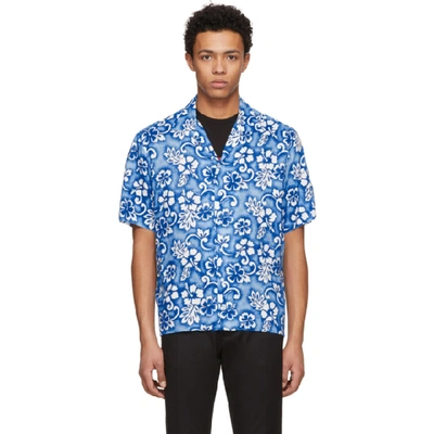 Shop Dsquared2 Blue Short Sleeve Ibisco Hawaiian Shirt In 004s Blue/w
