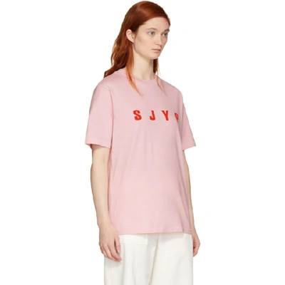 Shop Sjyp Pink Logo T-shirt In Pire Pink R