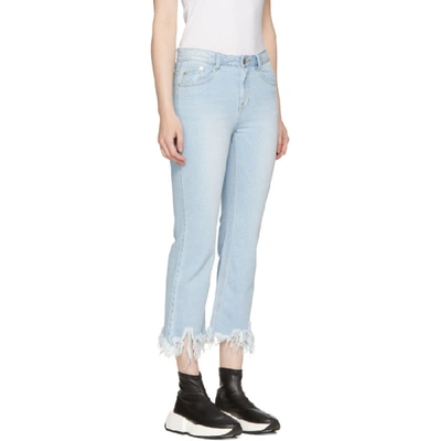 Shop Sjyp Blue Ripped Hem Jeans In 0033 Denim