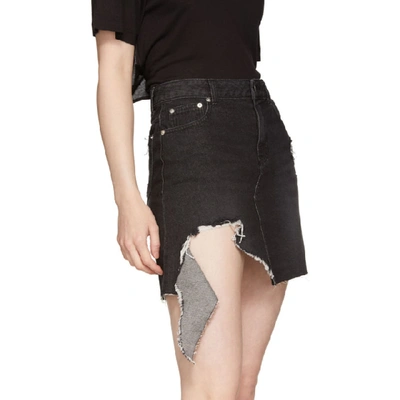 Shop Sjyp Ssense Exclusive Black Denim Cut-off Miniskirt In 0090 Black