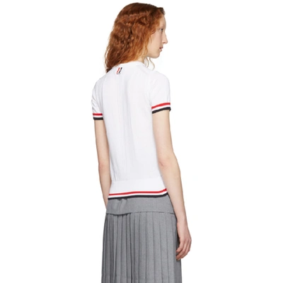 Shop Thom Browne White Short Sleeve Tipping Stripe Sweater In 100 White