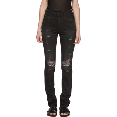 Shop Marcelo Burlon County Of Milan Black Embroidered Wing Slim Jeans In 6810 Black