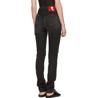 Shop Marcelo Burlon County Of Milan Black Embroidered Wing Slim Jeans In 6810 Black