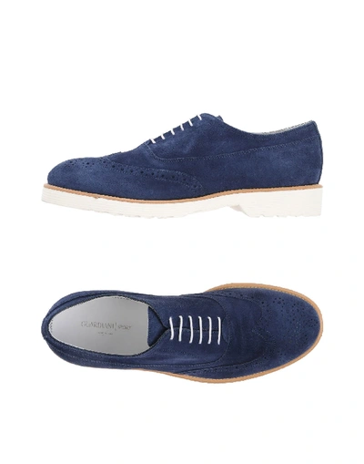 Shop Alberto Guardiani Lace-up Shoes In Slate Blue