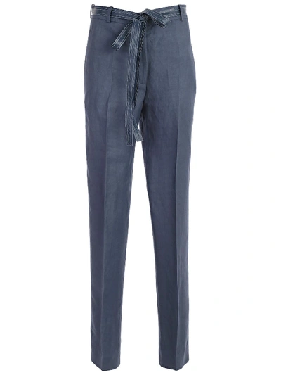 Shop Celine Trousers In 05eu Metal Blue