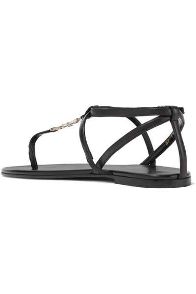 Shop Saint Laurent Logo-embellished Leather Sandals In Black