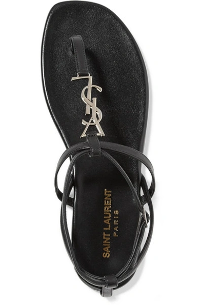 Shop Saint Laurent Logo-embellished Leather Sandals In Black