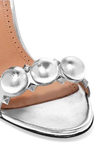 Shop Alaïa Bombe 110 Studded Metallic Leather Sandals