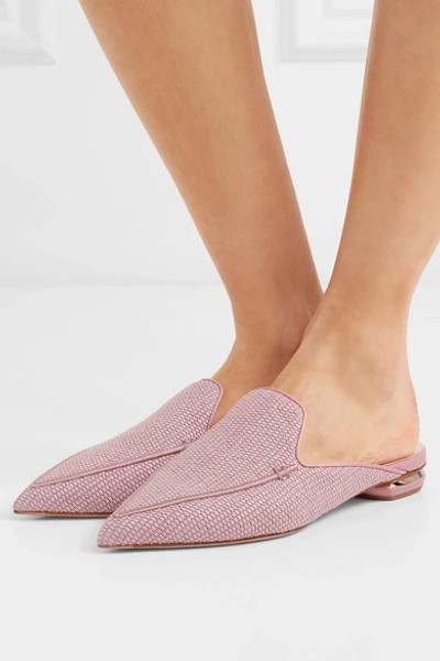 Shop Nicholas Kirkwood Beya Raffia Slippers In Pastel Pink