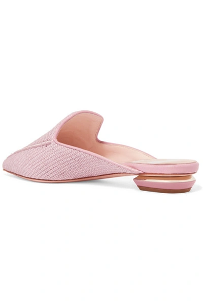 Shop Nicholas Kirkwood Beya Raffia Slippers In Pastel Pink