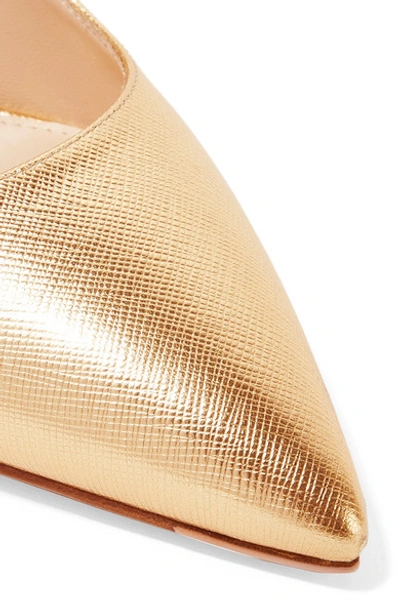 Shop Prada Metallic Textured-leather Pumps In Gold