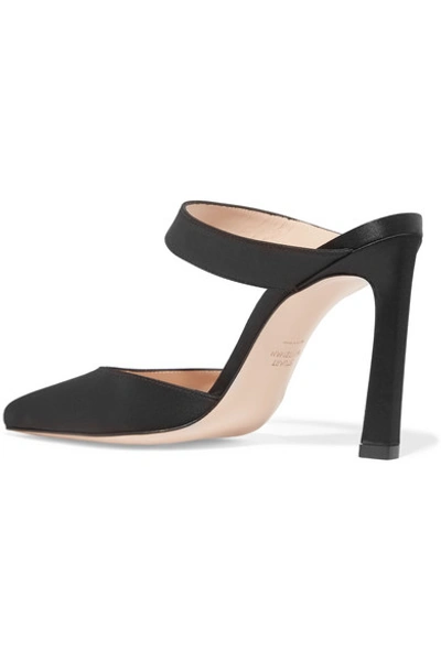 Shop Stuart Weitzman Event Satin Mules In Black