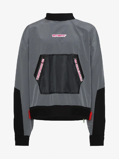 Shop Off-white Mesh Pocket Anorak Sweatshirt In Grey