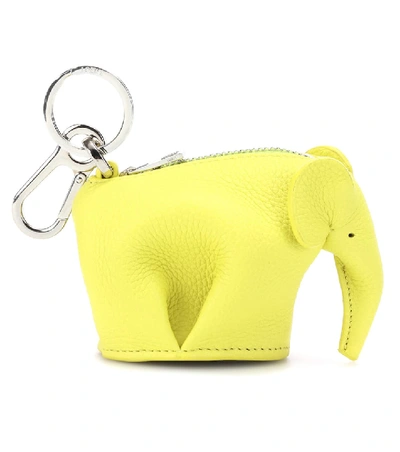 Shop Loewe Elephant Leather Pouch In Yellow