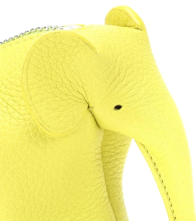 Shop Loewe Elephant Leather Pouch In Yellow