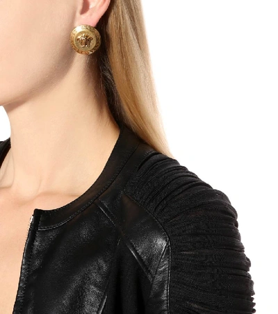 Shop Versace Medusa Earrings In Gold