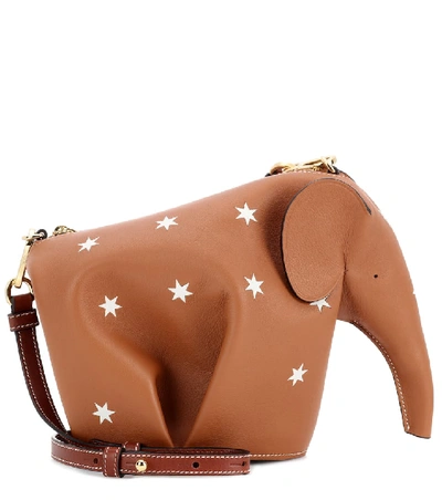 Shop Loewe Elephant Mini Leather Shoulder Bag In Brown
